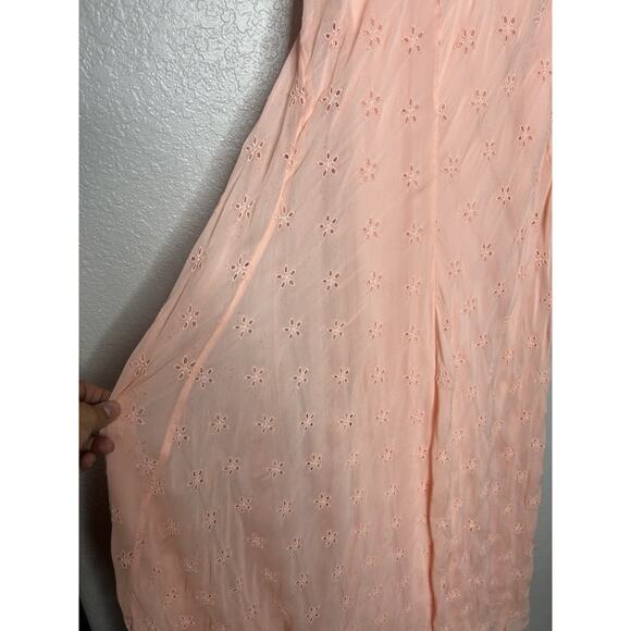 J.Crew Collection Pink Eyelet Maxi Slip Dress Size 12 Flowy Feminine Wedding - Picture 12 of 16